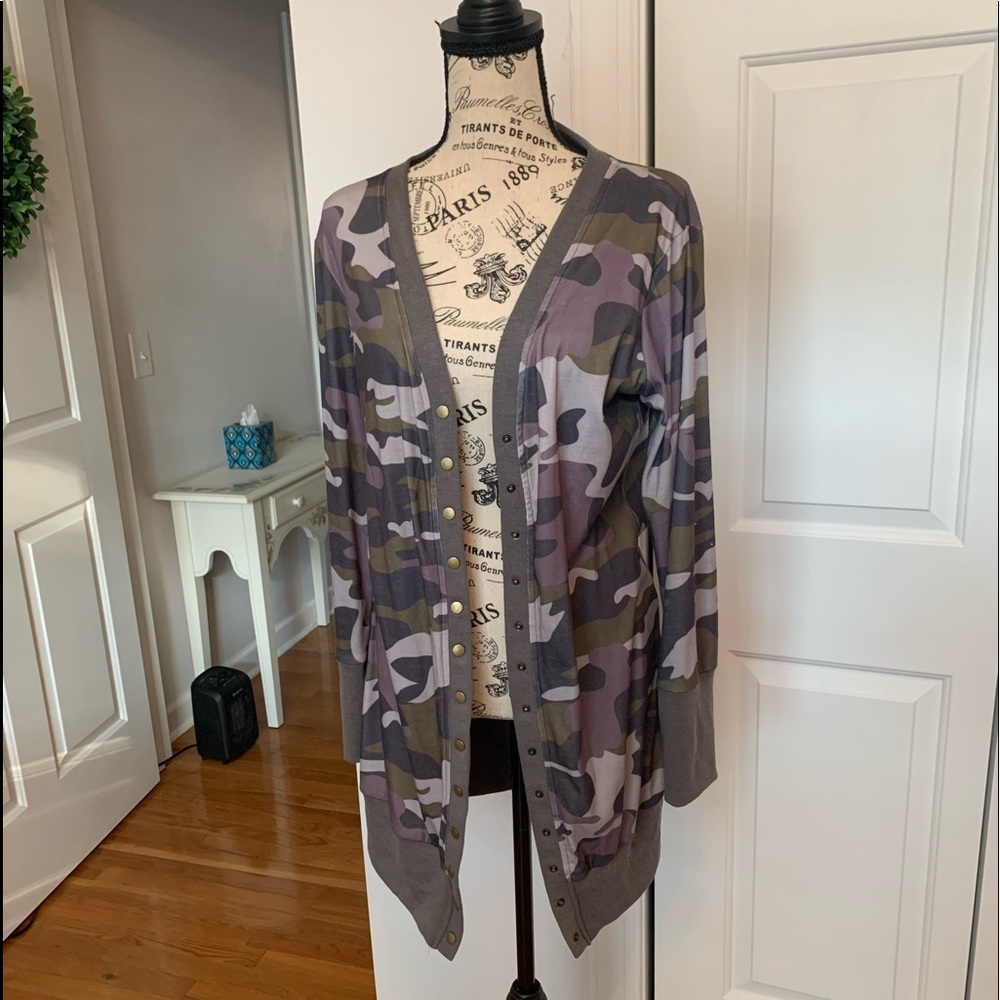 Camo Button down cardigan